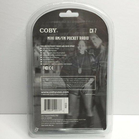 Coby Dynamic Bass Boost System Red CX-7 AM/FM Radio Mini Pocket Radio Earbuds - Picture 4 of 5